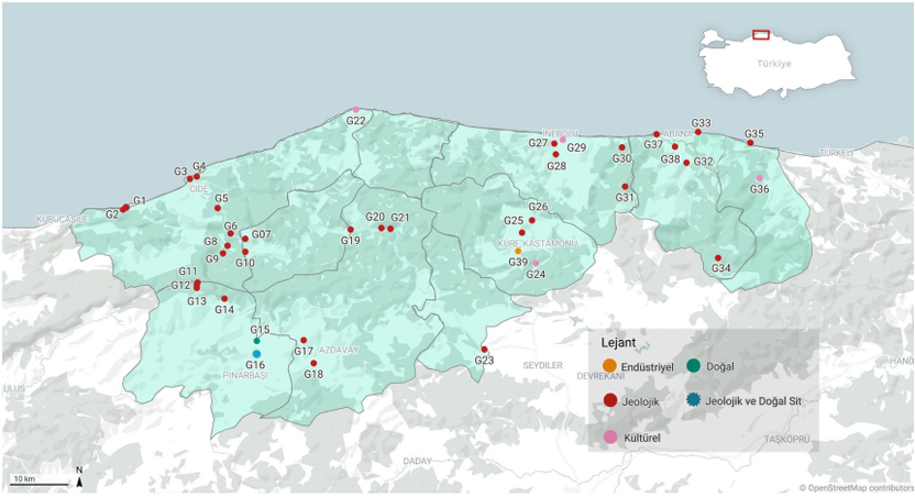 Kastamonu Güney Karadeniz Jeoparkı Sınır & Genel Haritası